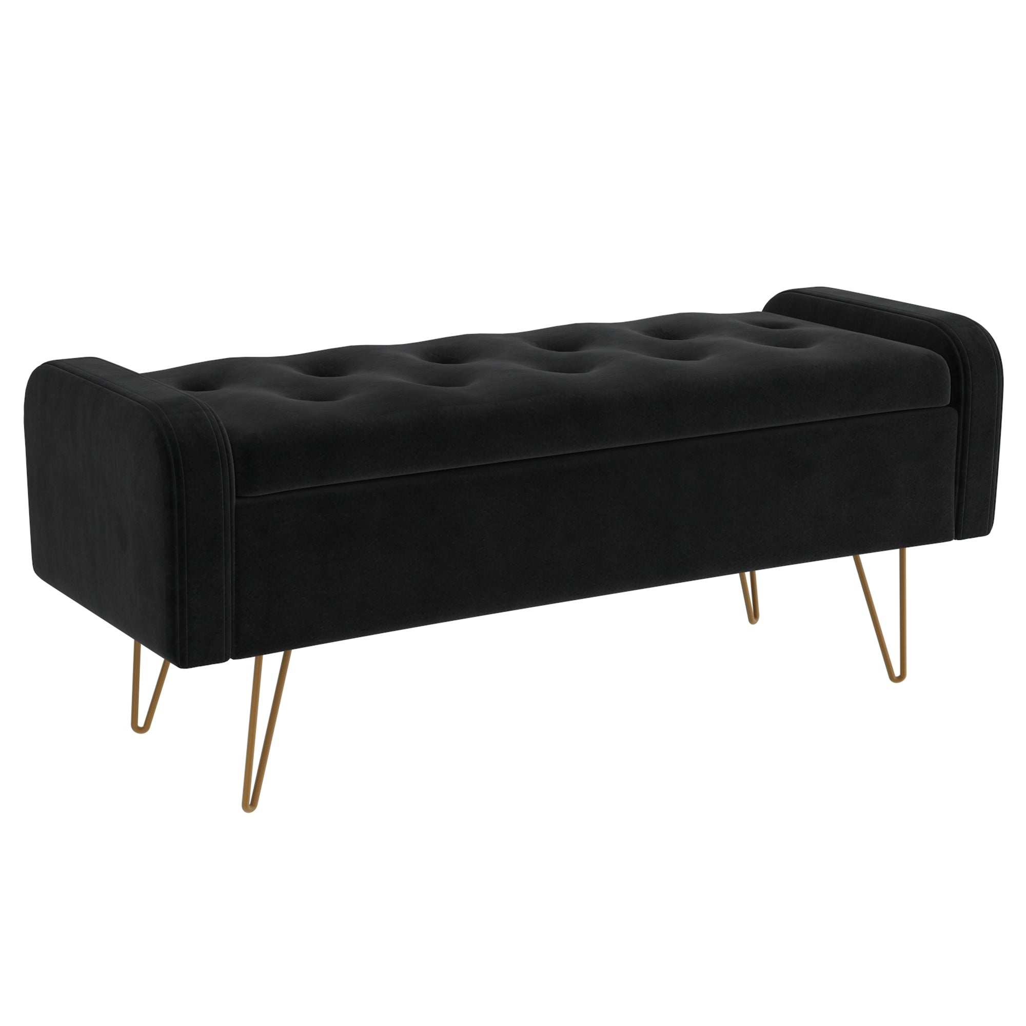 Sabel Storage Ottoman/Bench in Black and Aged Gold 402-549BLK/GL