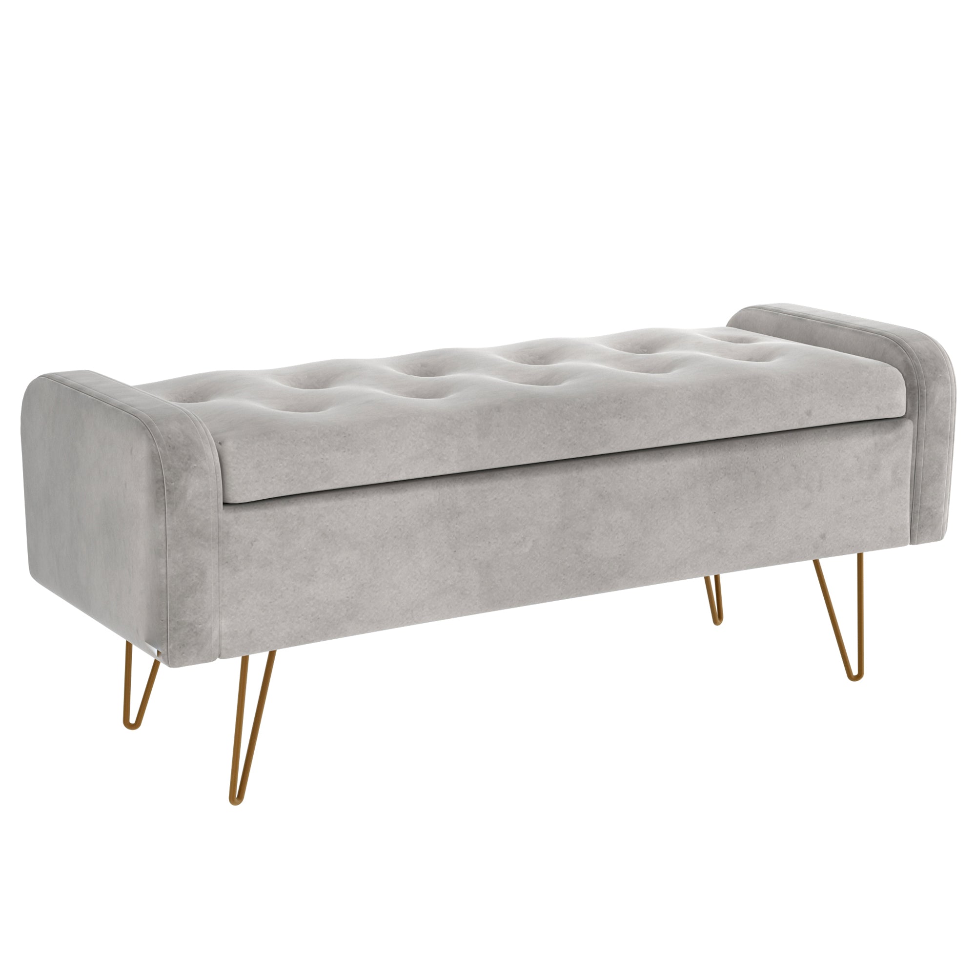 Sabel Storage Ottoman/Bench in Grey and Aged Gold 402-549GRY/GL