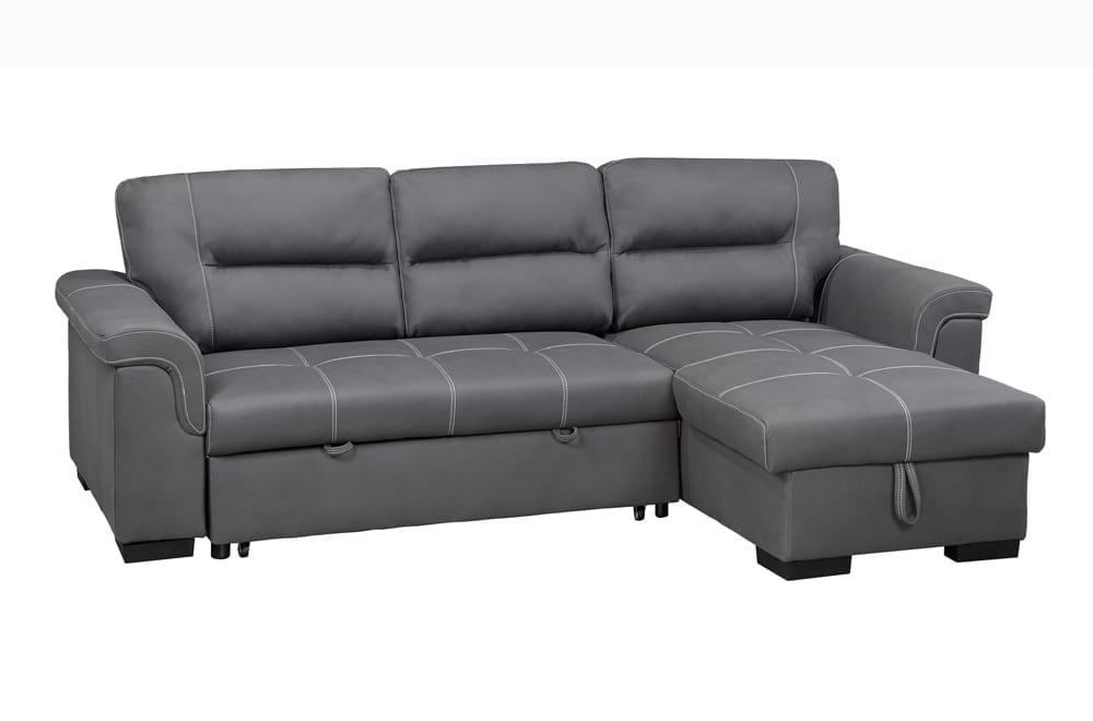 Grey Pull Out Sofa Sectional T1217