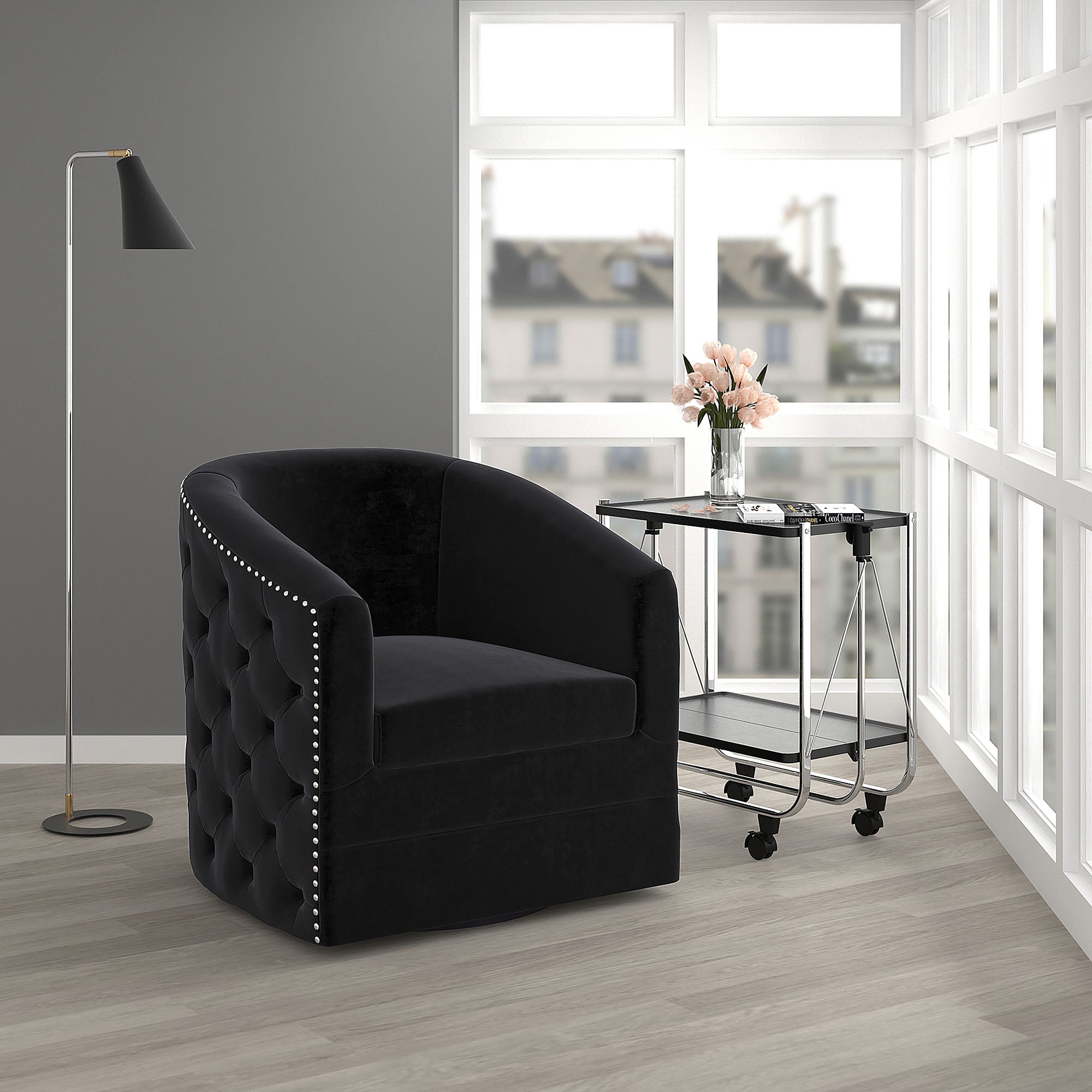 Velci Accent 360 Swivel Chair in Black 403-373BK