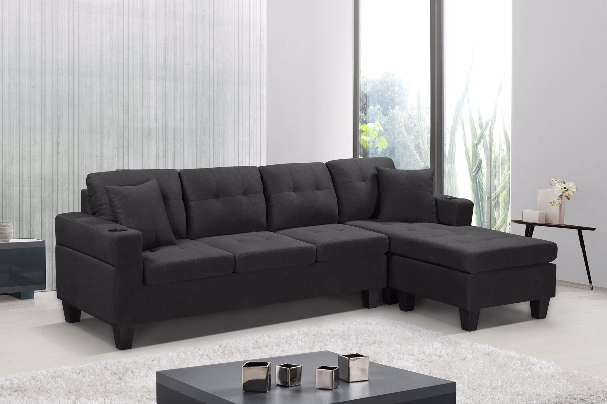 black fabric sectional sofa 2