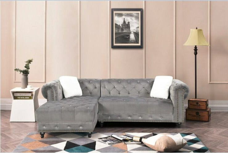 reversible grey velvet sectional sofa 2