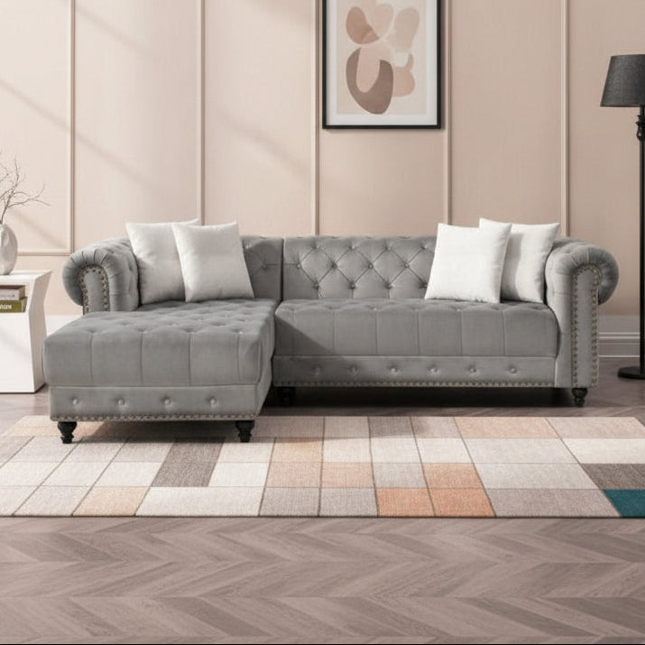 reversible grey velvet sectional sofa 2