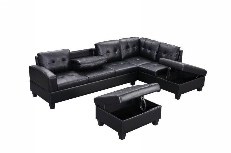 Sectional with Storage Ottoman - Black 2019