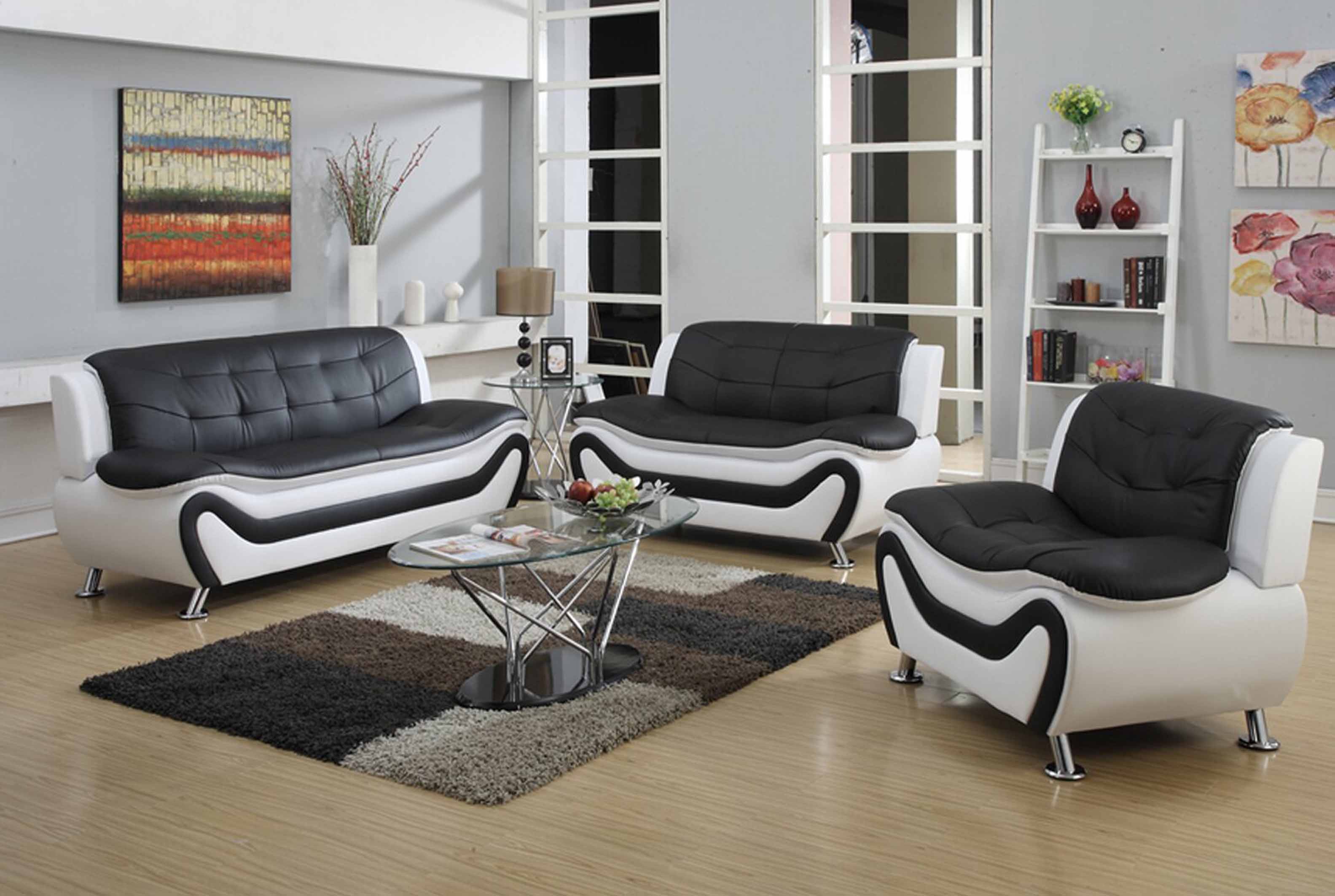 Auckland Sofa Set - Black & White