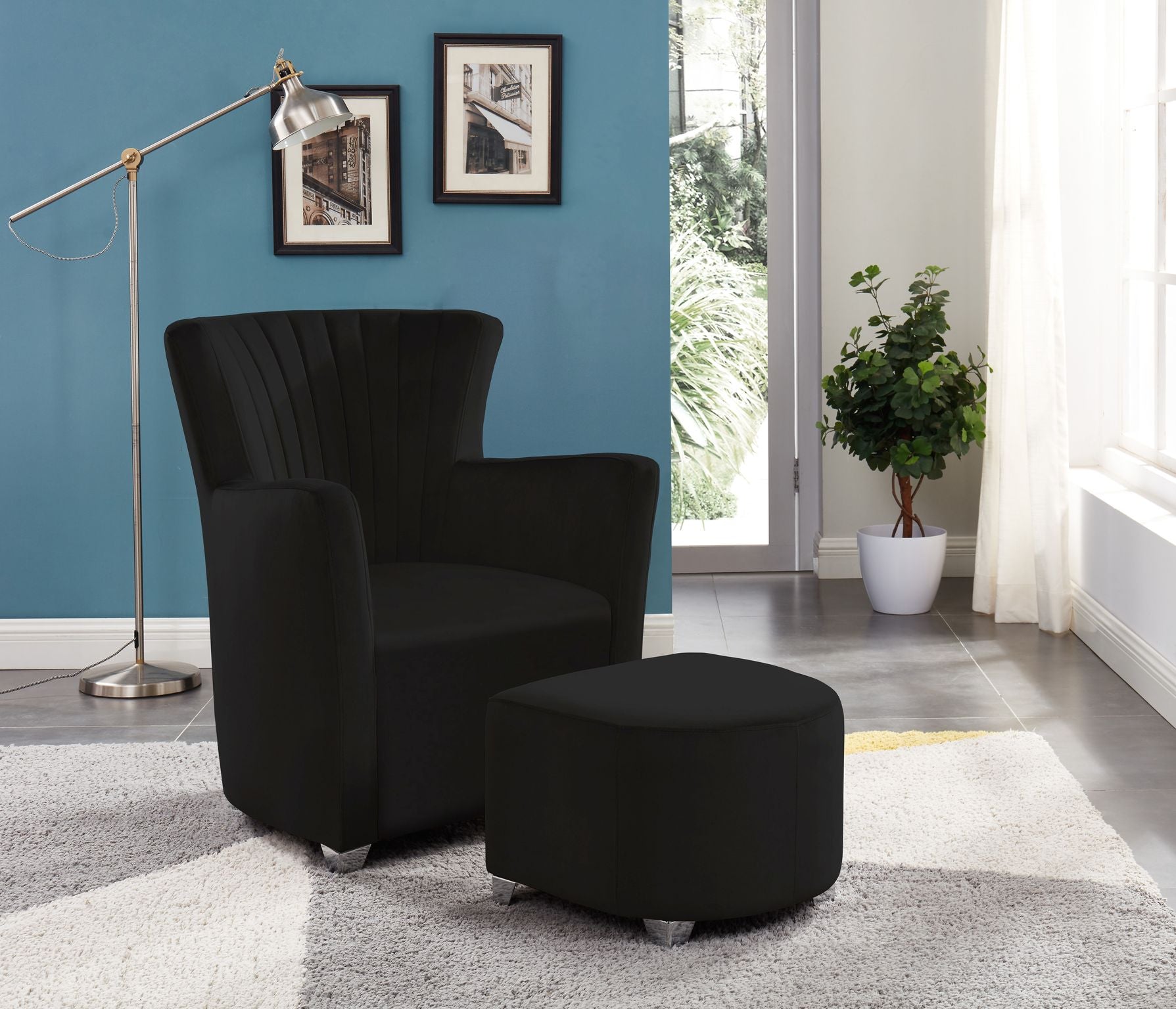 Relax Black Chair with Ottoman - 0711 BLK