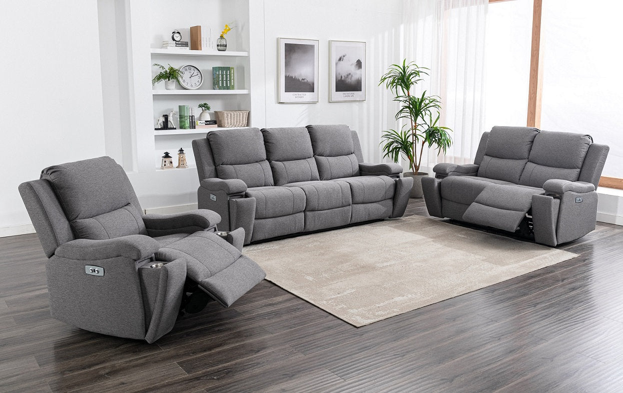 Grey Fabric Power Recliner Collection  8030