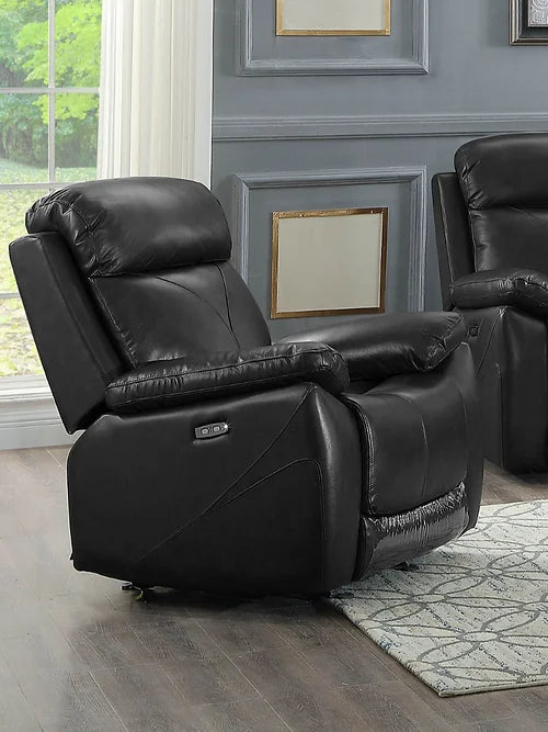 Black Genuine Leather/Match Power Recliner Set IF-8020