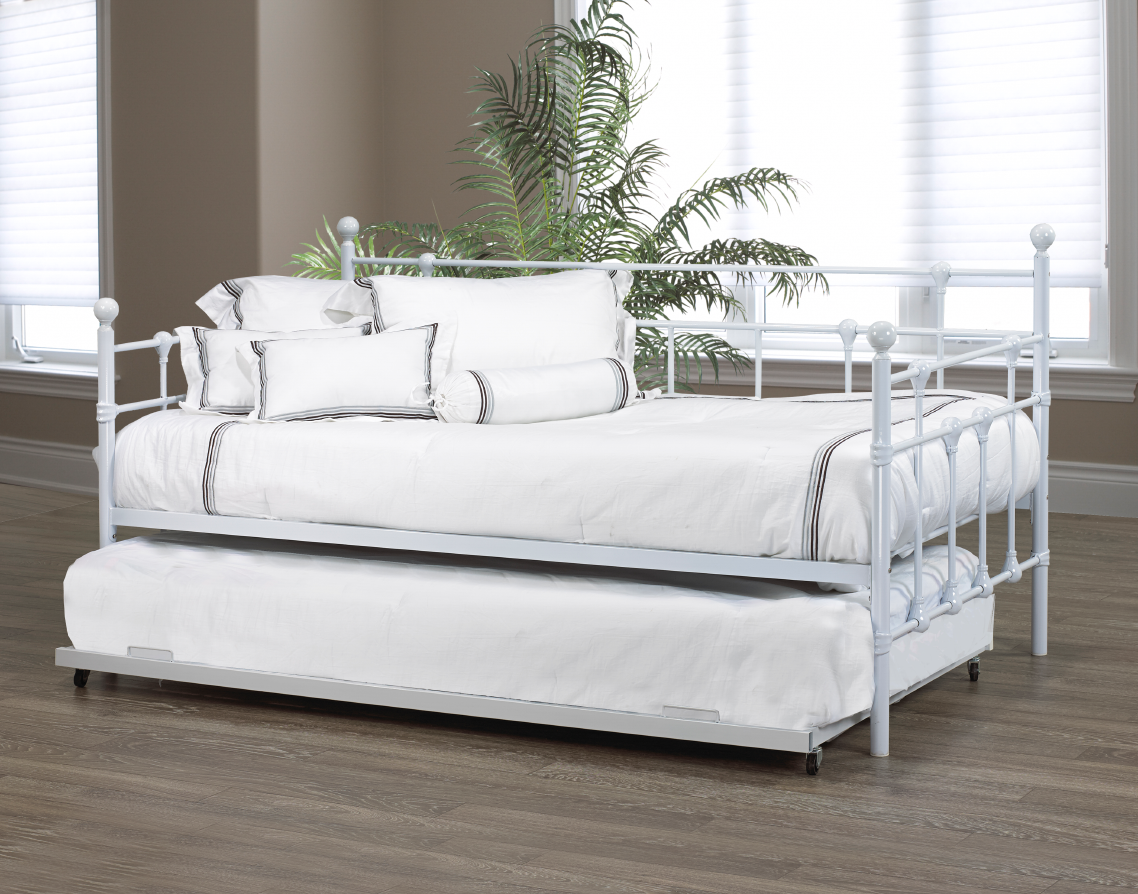 Single Day Bed with Trundle White IF 316