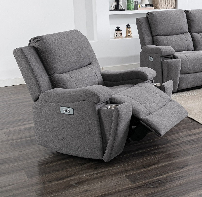 Grey Fabric Power Recliner Collection  8030