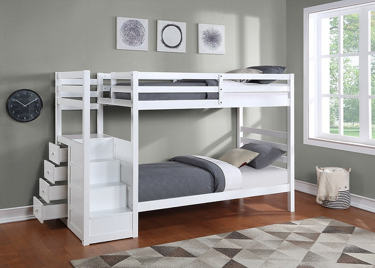 Staircase White Bunk Bed B 1892