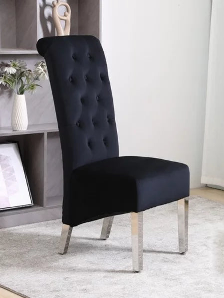 2PC Black Velvet Dining Chair C-1271