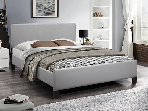 Grey PU Double Bed with Contrast Stitching IF-5450 ( OPEN BOX )