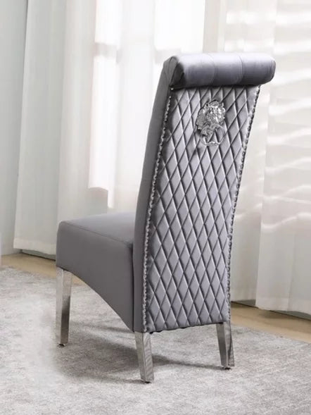 2PC Grey Velvet Dining Chair C-1270