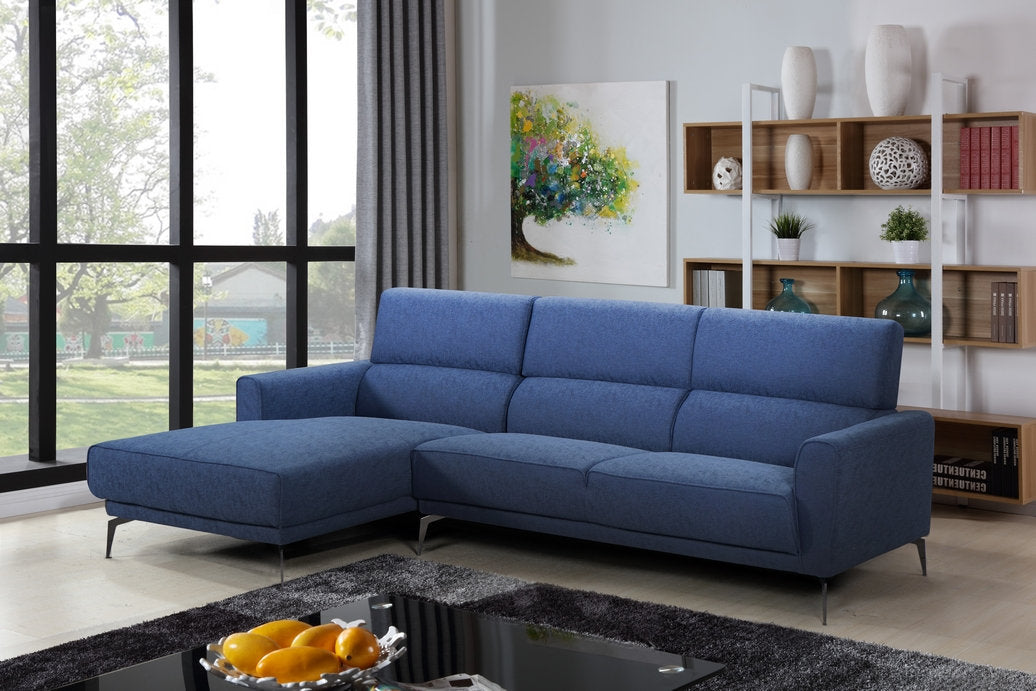 Blue Fabric Sectional LHF 9240