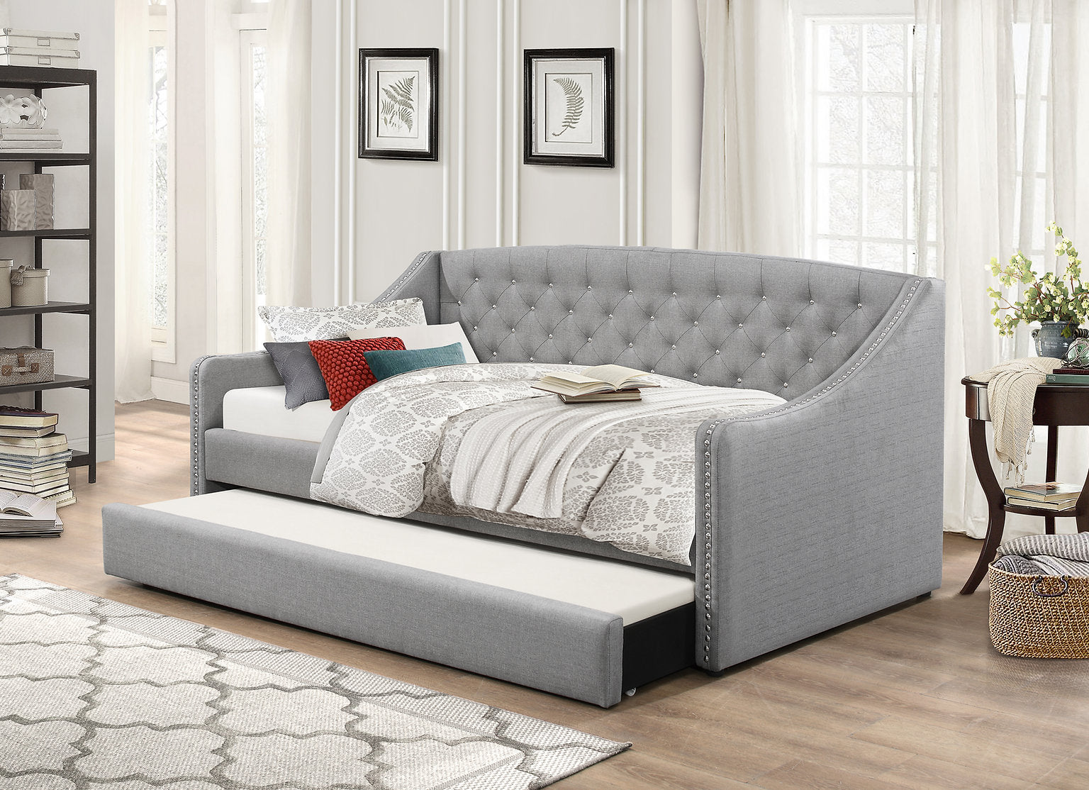 Single Size Grey Fabric Bed IF 308