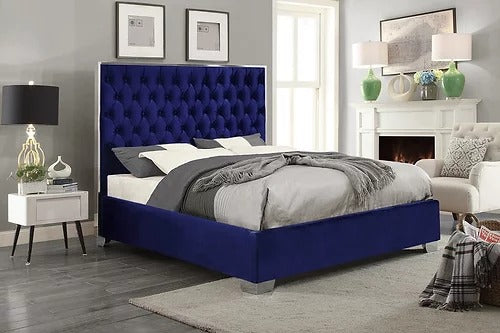 Blue Velvet Fabric Bed #5541