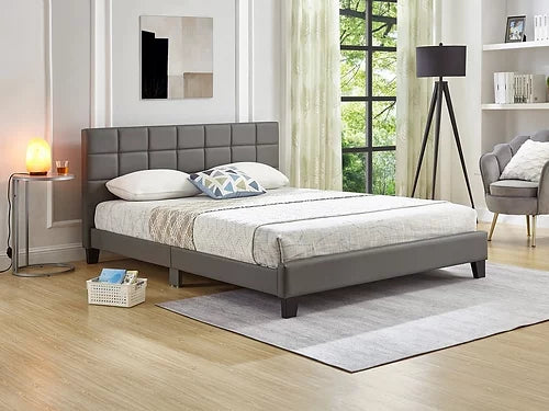 Grey PU Bed with Padded Headboard IF-5421
