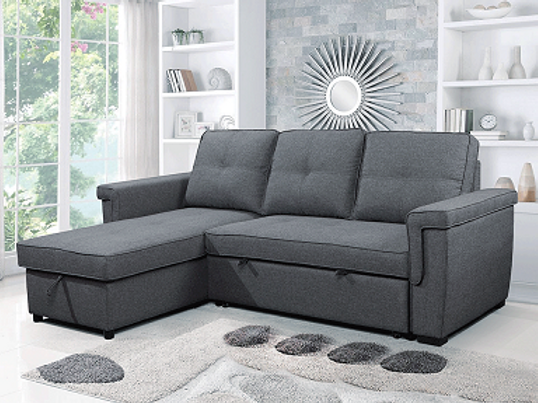 Reversible Grey Fabric Sofa Bed 9040
