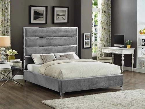 Grey Velvet Bed IF 5880