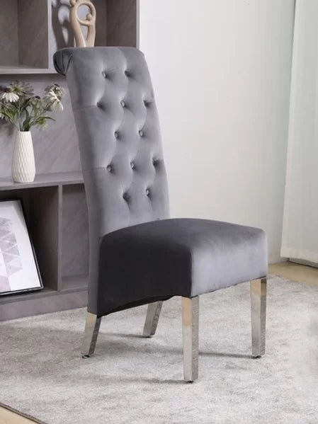 2PC Grey Velvet Dining Chair C-1270