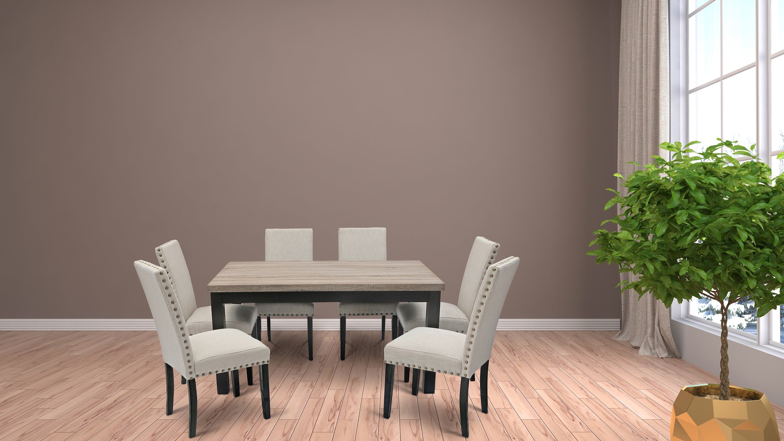 Elisa 7 PC Dining Set - Beige