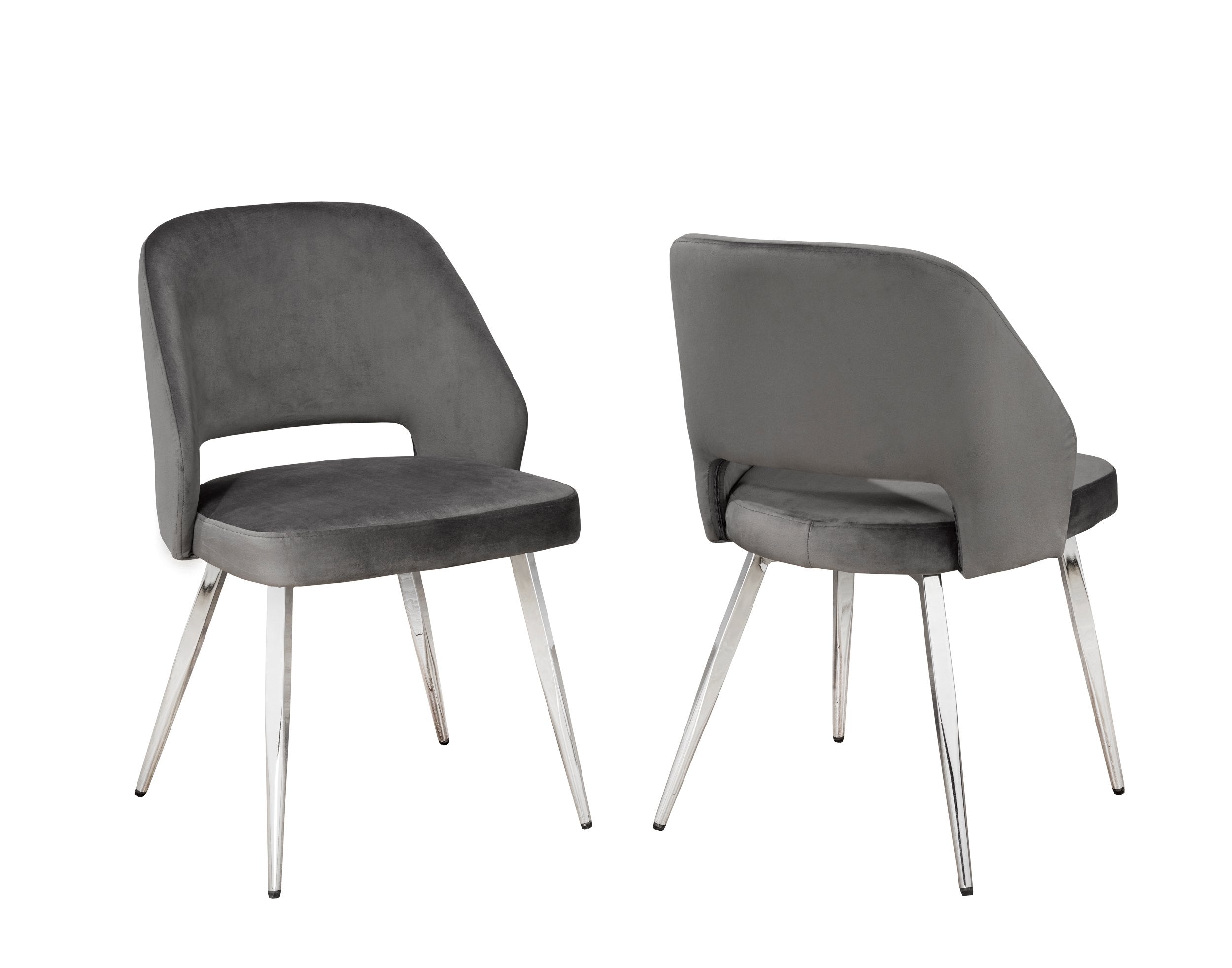 Grey Velvet Ella Dining Table Chairs C-1205 GR (Set of 2)
