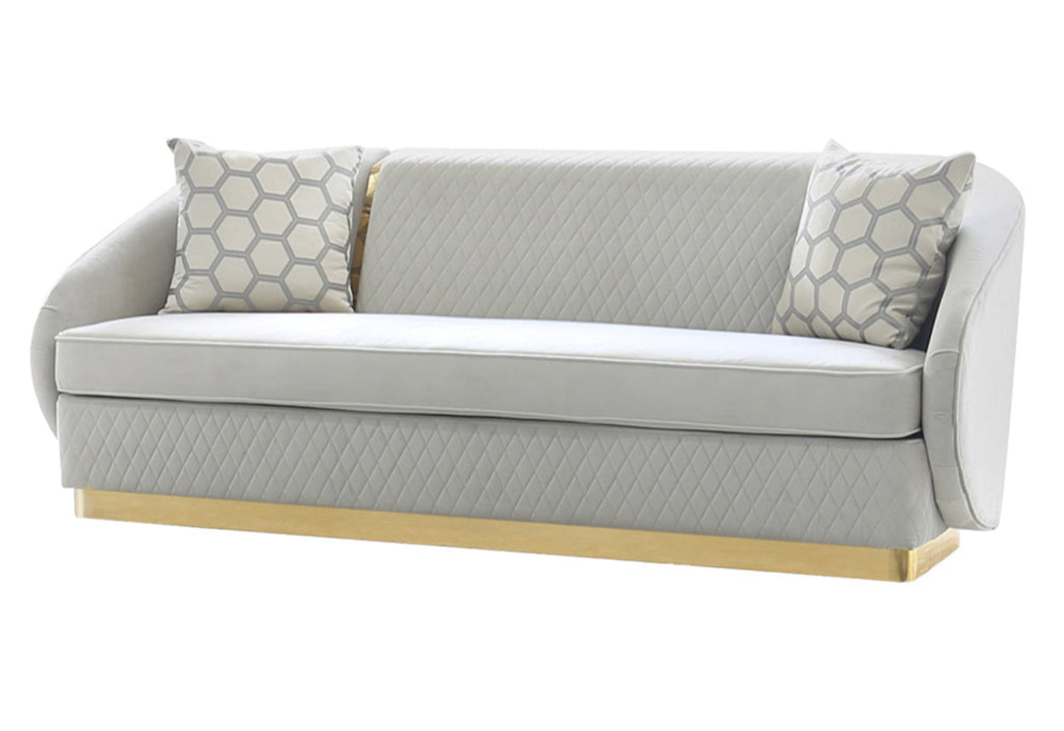 Penelope Velvet Sofa with Gold Base Light Grey HD-2012