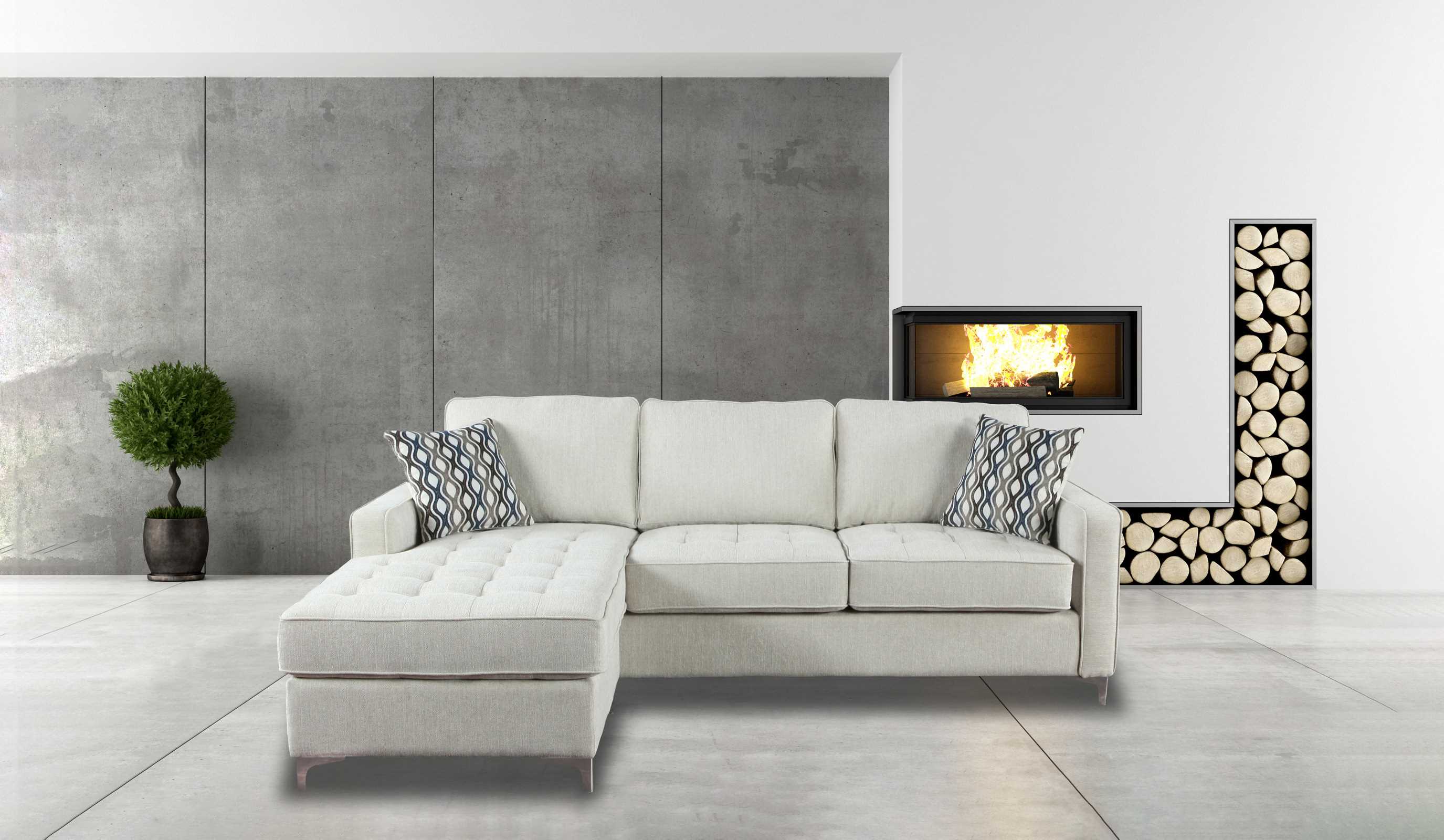 Hudson Reversible Sectional Sofa - Platinam Grey Fabric 9049PLT