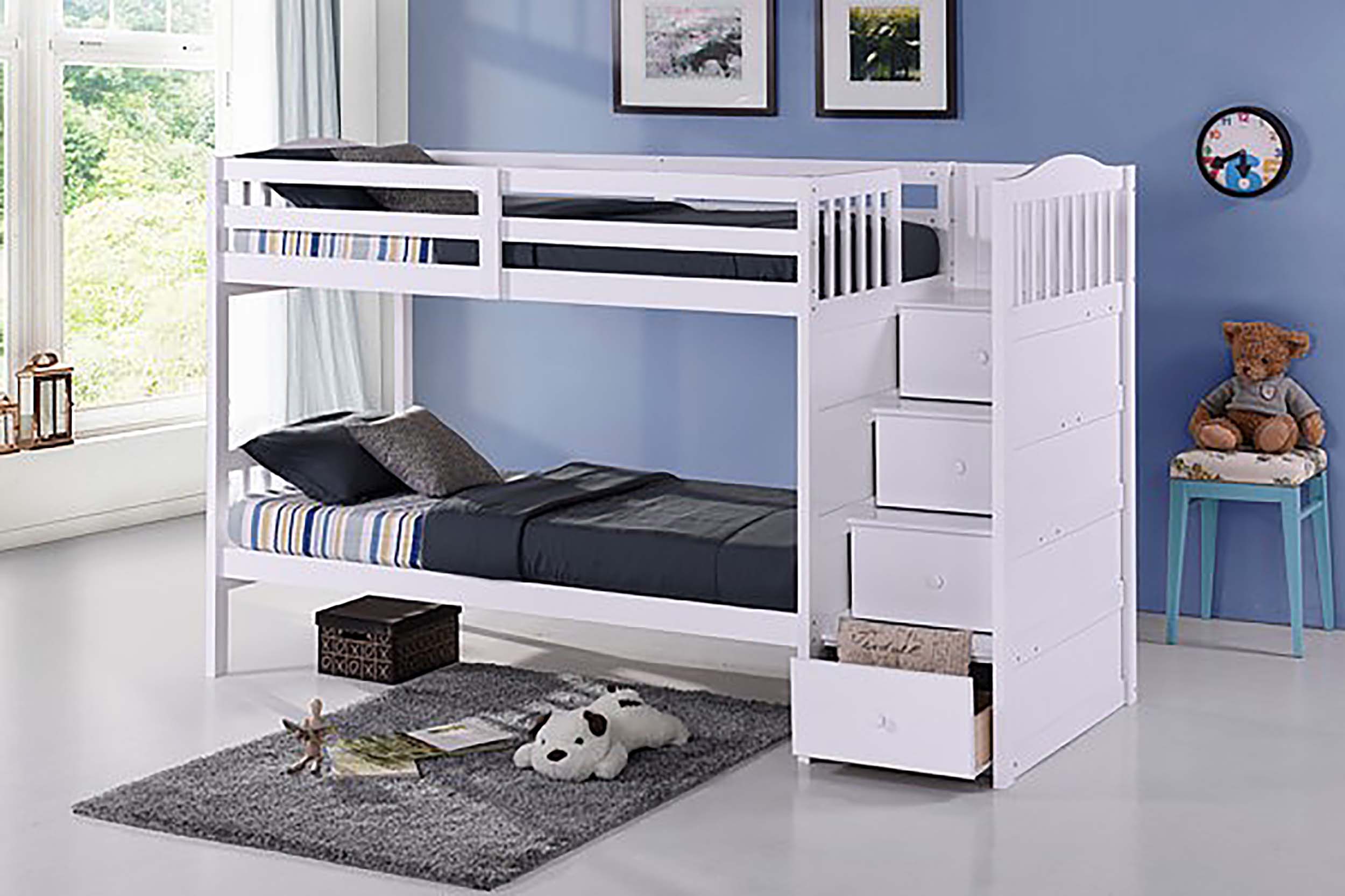 Staircase Bunk Bed - White 5900 Single/Double