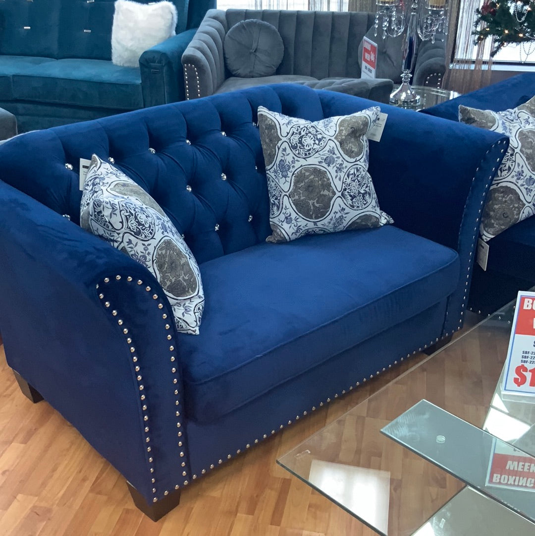 SBF Blue Fabric Sofa Collection 2255