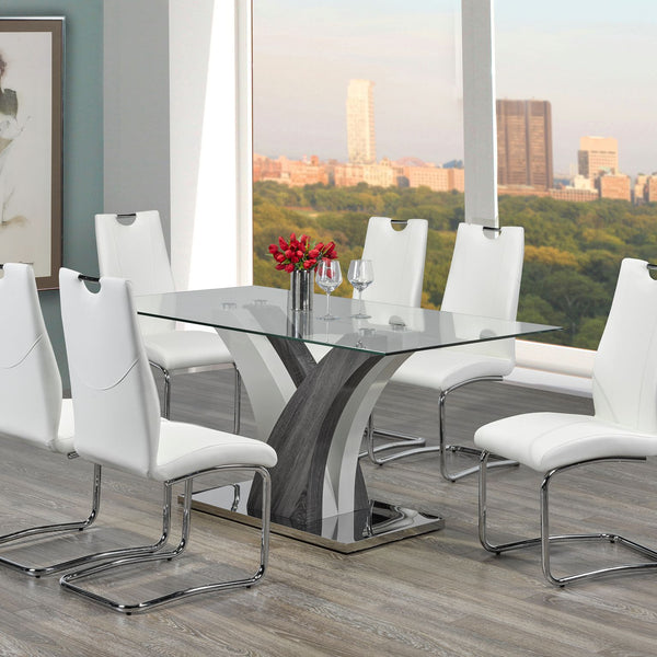 Jerome Dining Table with 6 White chairs F-790-7 WH