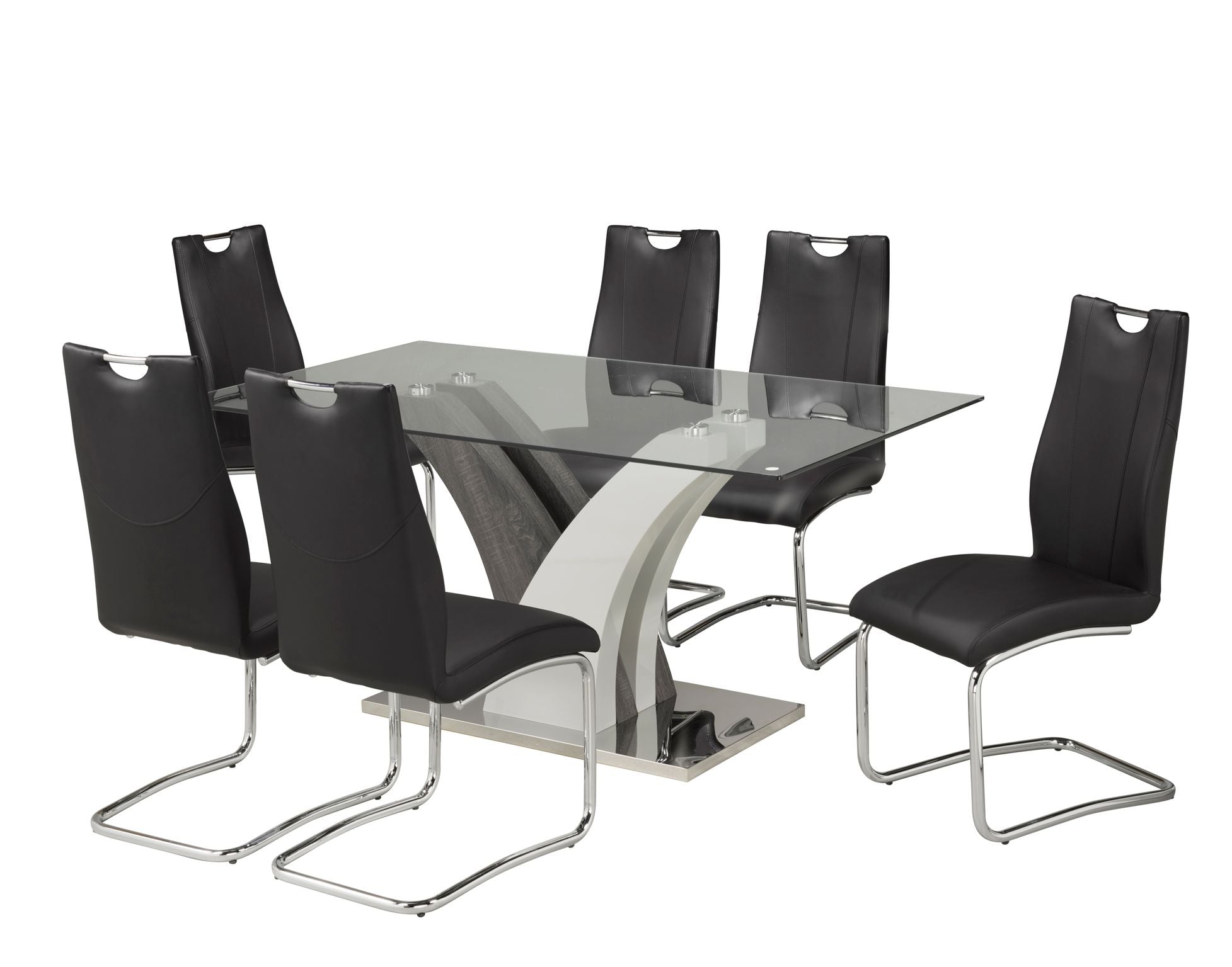 Jerome Dining Table with 6 Black Chairs F-790-7-BK