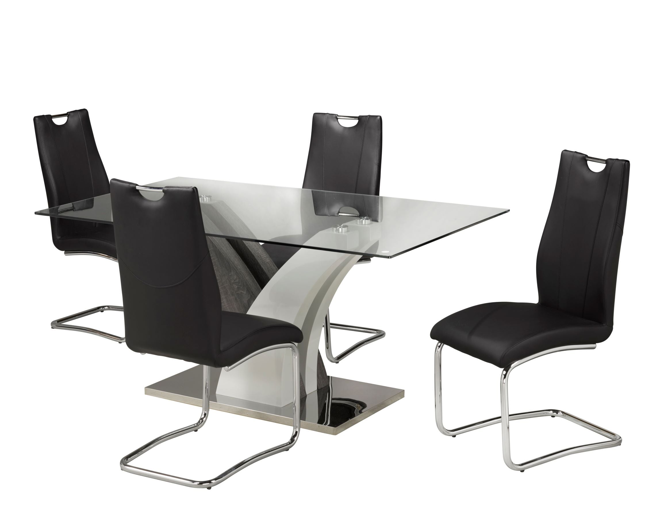 Jerome Dining Table with 4 Black Chairs F-790-5-BK