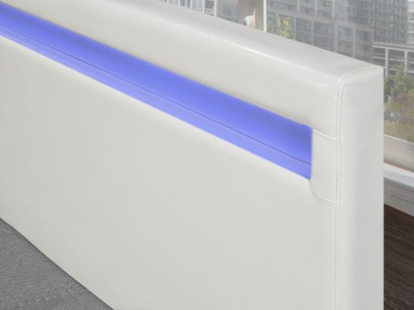 Queen / Double White Platform Bed with LED