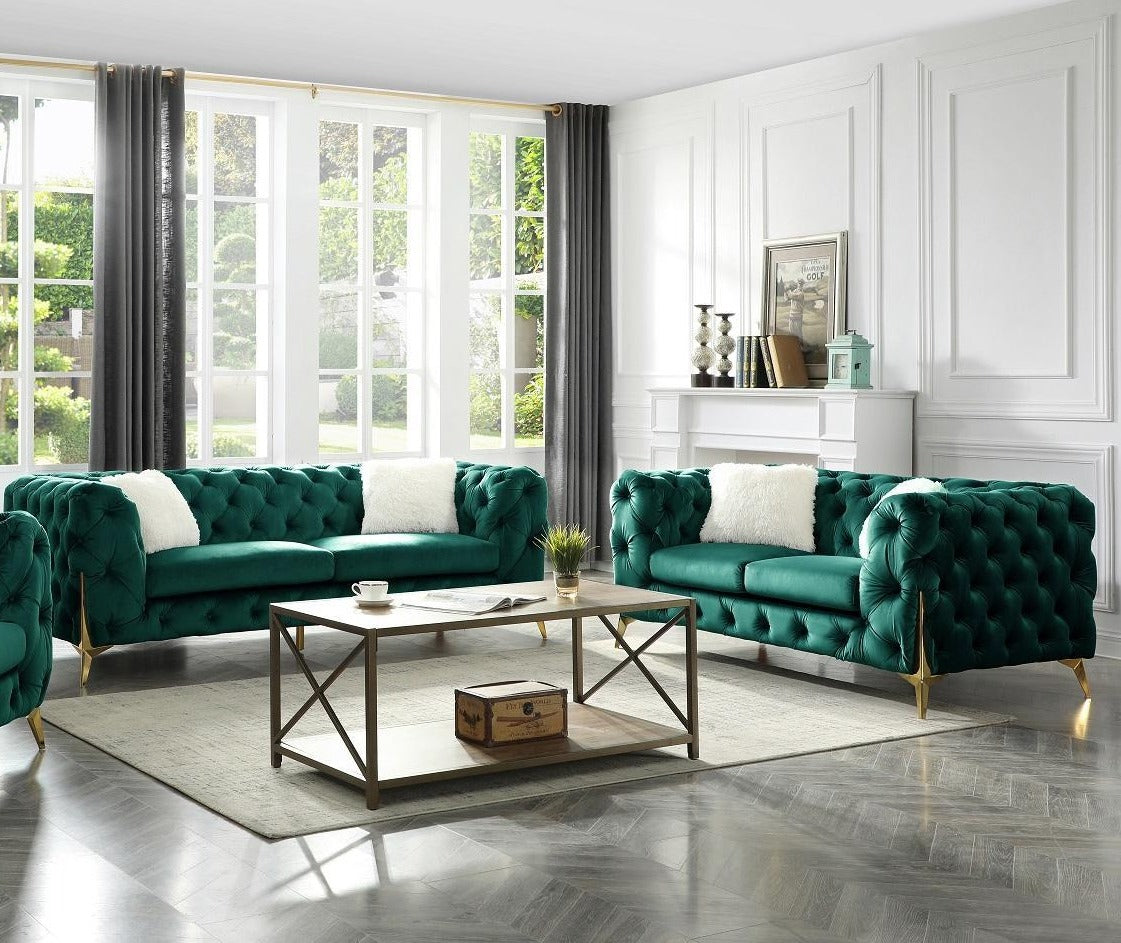 Moderno Sofa and loveseat green