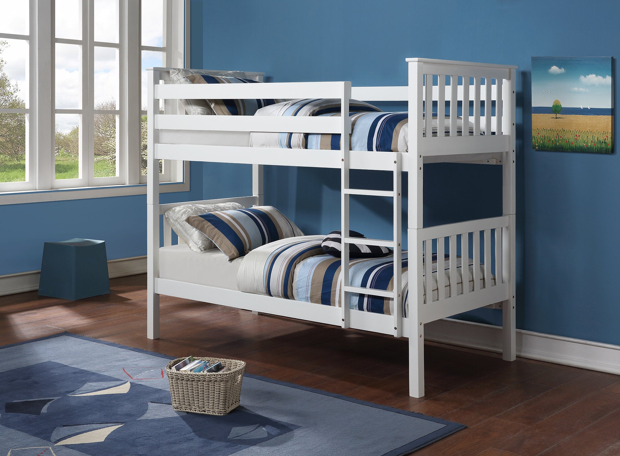 Single White Wooden Bunk Bed 101W