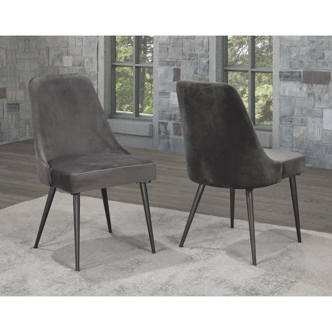 Grey Velvet Luna Dining Chair Set Of 2 XA682 GR